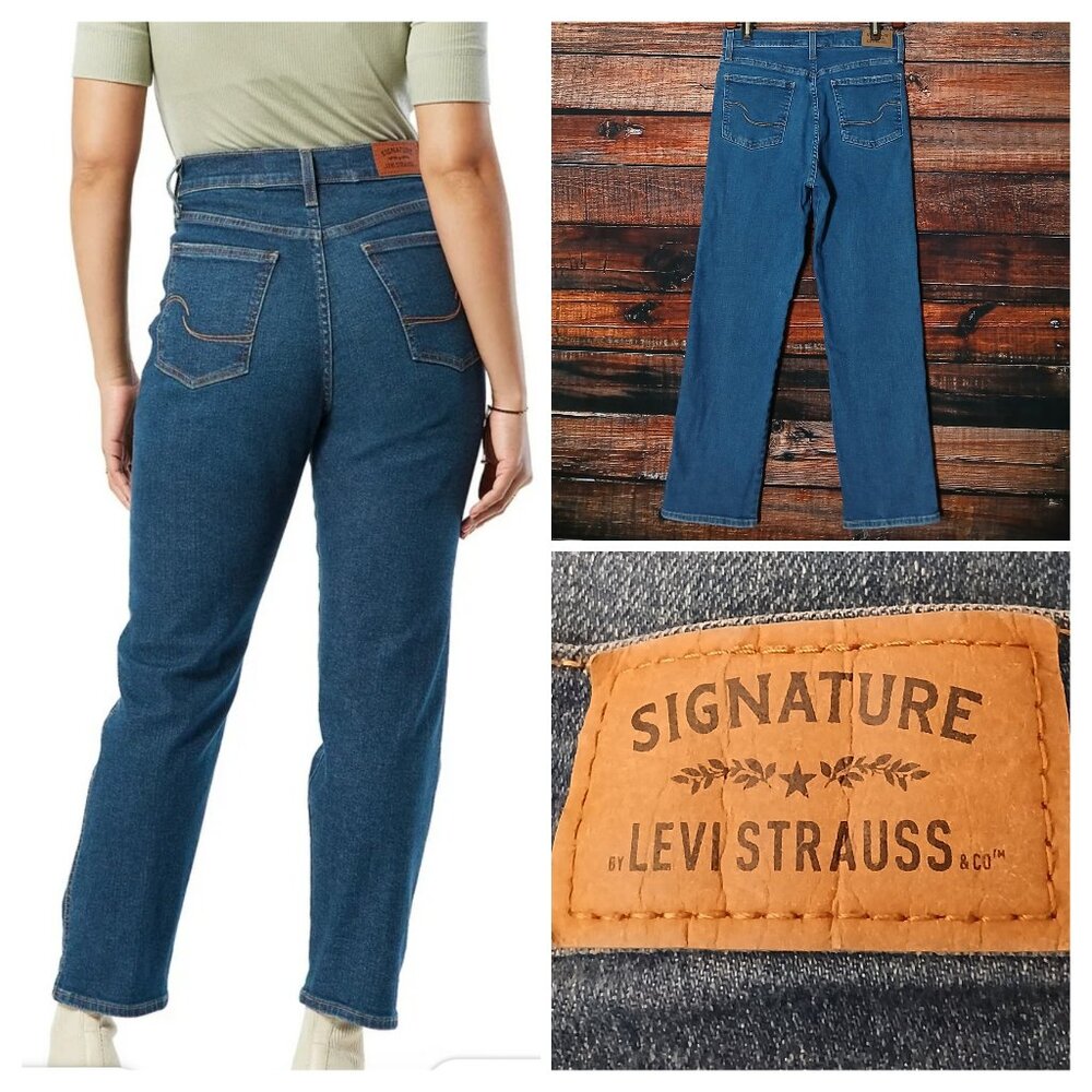 Levis Signature Jeans 6 Heritage High Rise Straight Crop Blue Denim Stretch